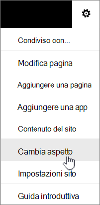 Menu Impostazioni con l'opzione Cambia aspetto evidenziata