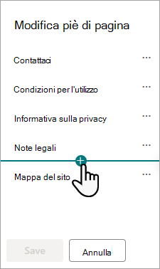 Finestra di dialogo Modifica piè di pagina.