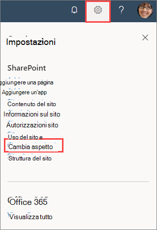 Immagine del riquadro Impostazioni sito