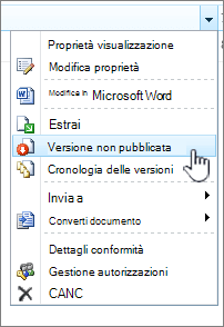 Fare clic su Annulla pubblicazione di questa versione