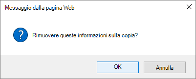 Finestra di dialogo di conferma della rimozione del collegamento