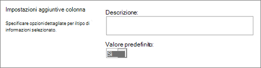 Scelte per la colonna Sì/No