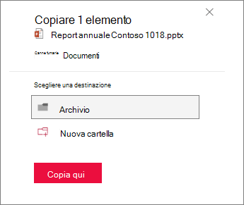 Selezionare la destinazione