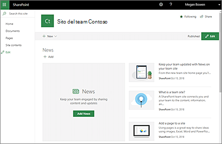 Sito secondario del team moderno