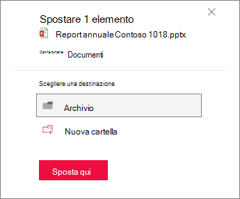 Spostare un elemento in una cartella