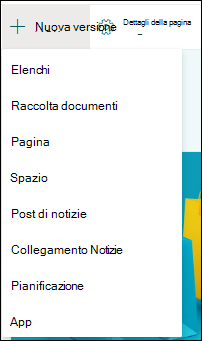 Aggiungere un nuovo elemento a un sito di SharePoint