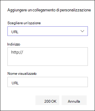 Aggiungere un collegamento URL per la struttura di spostamento a sinistra di un sito del team di SharePoint