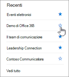 fare clic sull'inizio vuoto accanto a un sito per seguirlo.