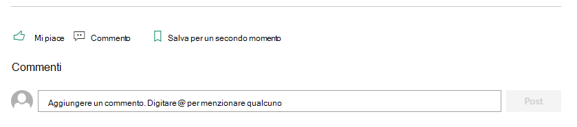 La sezione Commenti di una pagina di SharePoint consente ai lettori di inviare commenti e suggerimenti all'autore.