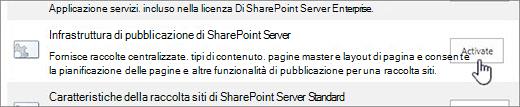 Attivare le funzionalità dell'infrastruttura di pubblicazione