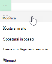 Modificare un collegamento nel menu a sinistra
