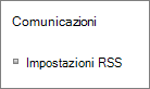 Impostazioni RSS di Comunicazioni per l'elenco