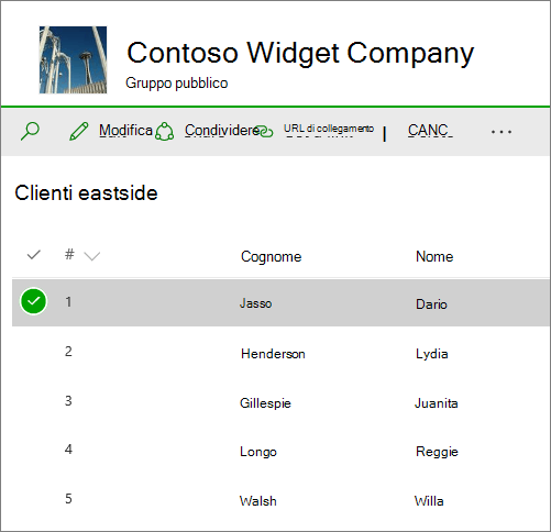 Elenco in SharePoint Online