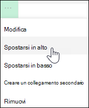 Spostare un collegamento verso l'alto o verso il basso nel menu a sinistra