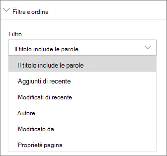 Filtro e ordinamento delle notizie