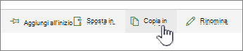 Pulsante Copia in nel menu principale