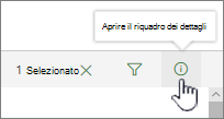 Pulsante Apri il riquadro dei dettagli evidenziato