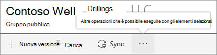 Menu Su una raccolta documenti di SharePoint