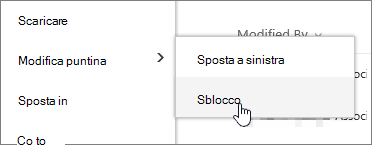 Evidenziare un file con l'opzione Modifica puntina e Rimuovi evidenziata