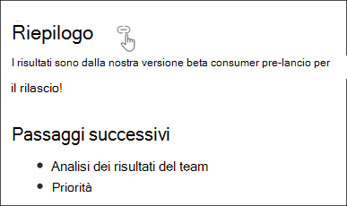 Esempio di collegamento di ancoraggio di pagina