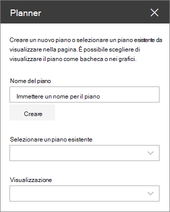 Casella degli strumenti della web part Planner