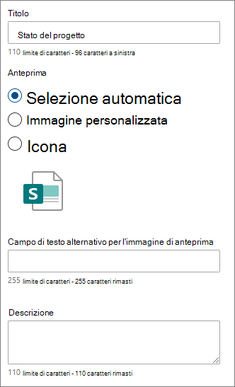 Opzioni per un singolo collegamento rapido