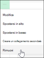 Rimuovere un collegamento dal menu a sinistra