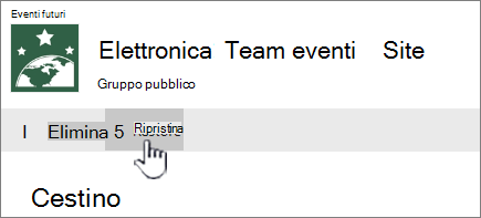 Fare clic su Ripristina per ripristinare gli elementi