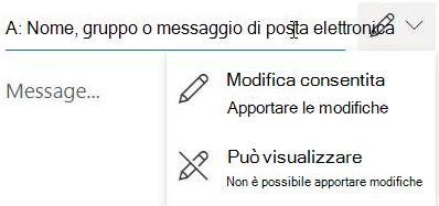 Selezionare l'icona della matita per concedere ai destinatari l'autorizzazione di modifica o di sola lettura.