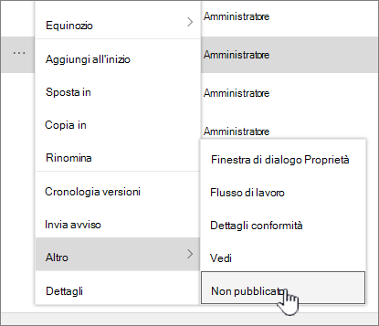 Fare clic su Annulla pubblicazione