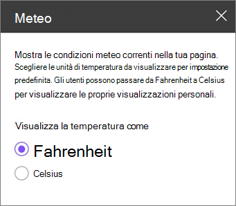Riquadro strumenti meteo