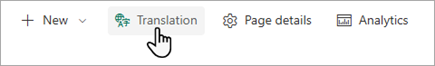 Screenshot che mostra da dove iniziare la pagina Traduzione di una pagina di SharePoint.