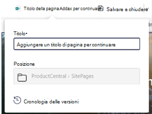 Casella Titolo sulla barra dei comandi