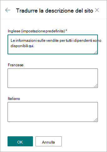 Tradurre la descrizione del sito