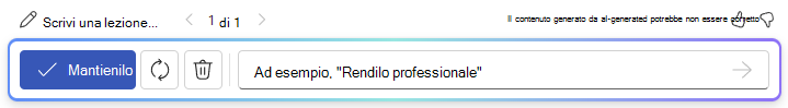 Screenshot della barra delle opzioni dopo l'uso di Bozza con Copilot in Word