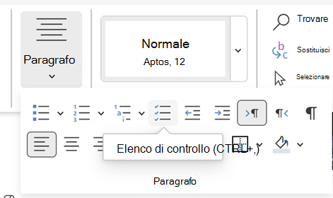 Inserire Word elenco di controllo