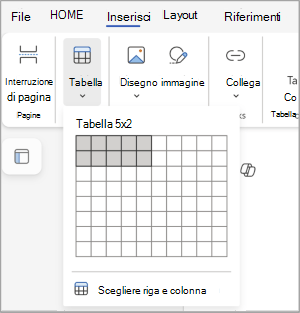 Inserimento di una tabella