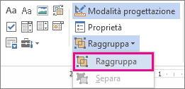 controlli di raggruppamento in modalità sviluppo