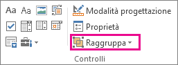 pulsante di raggruppamento in modalità sviluppo