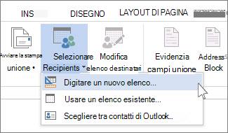 Comando Crea un nuovo elenco