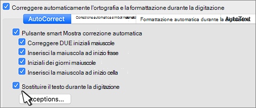 Word per Mac sostituisci il testo durante la digitazione.