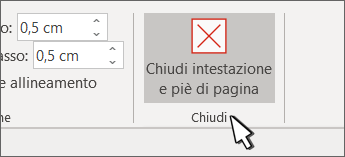 Pulsante Chiudi intestazione