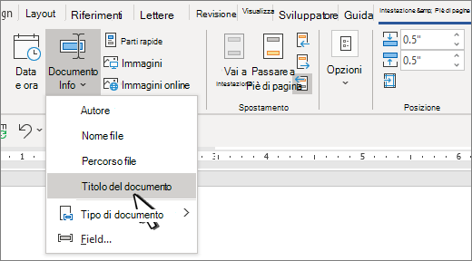 Barra multifunzione Dell'intestazione con Informazioni documento evidenziato