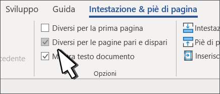 Pulsante Pari e dispari nella barra multifunzione dell'intestazione