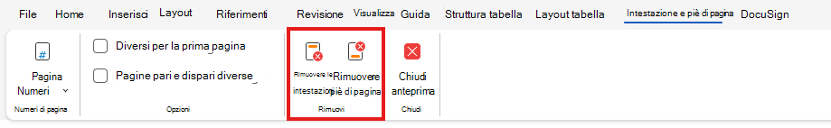 Rimuovere l'intestazione o il piè di pagina sul Web
