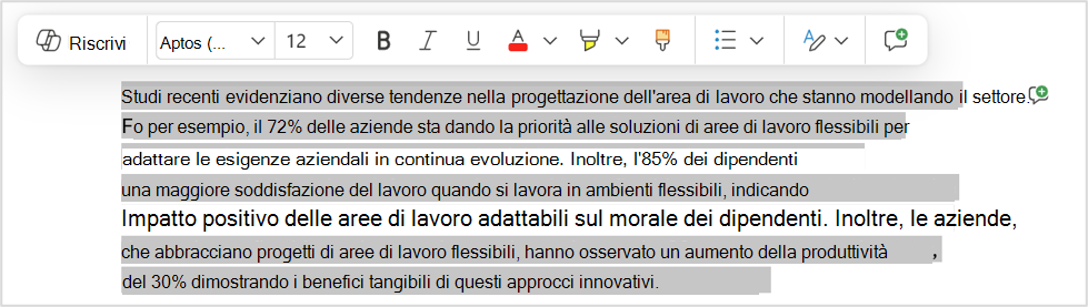 Opzione Riscrivi per passare rapidamente a un passaggio specifico.