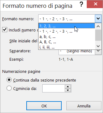 Scelta di un formato numerico