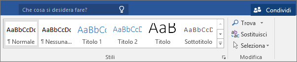 Raccolta stili attivata nella scheda Home