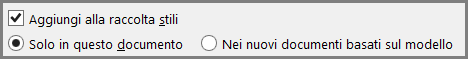 Aggiungi alla raccolta stili in Word