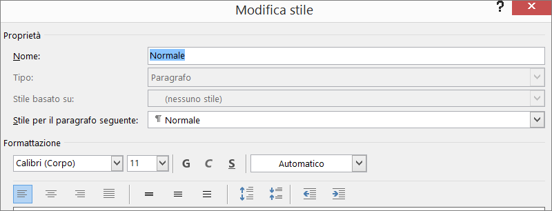 Modifica formato stile in Word